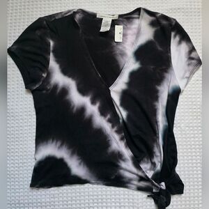 Cotton On Monochrome Tie-Dye Wrap Blouse